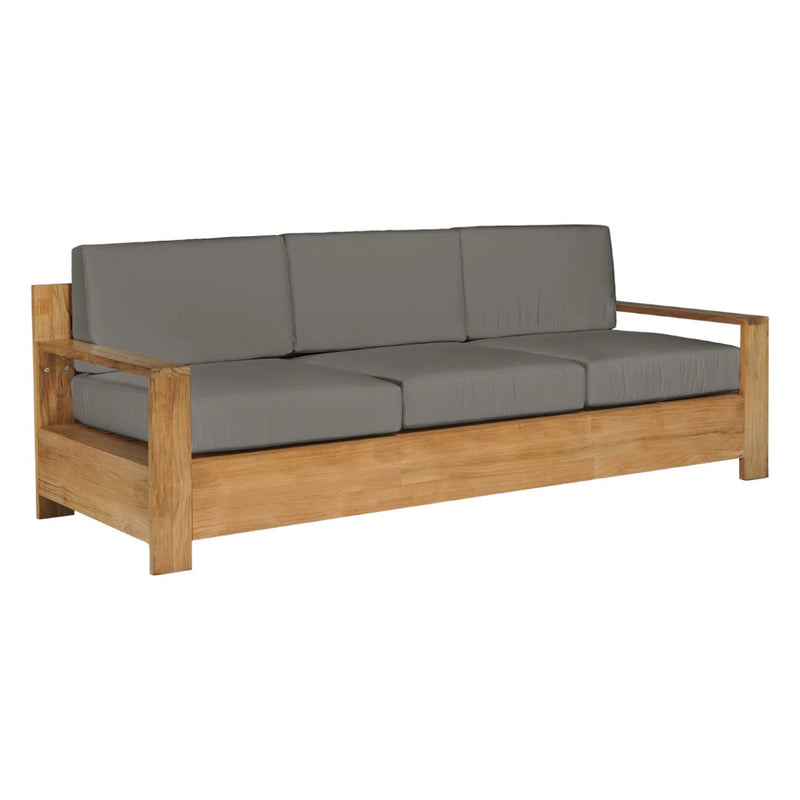 Qube Teak Deep Seating Outdoor Sofa with Sunbrella Cushions-Outdoor Sofas & Loveseats-HiTeak-Charcoal-LOOMLAN