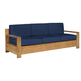 Qube Teak Deep Seating Outdoor Sofa with Sunbrella Cushions-Outdoor Sofas & Loveseats-HiTeak-Navy-LOOMLAN