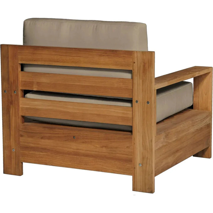Qube Teak Outdoor Club Chair Sunbrella Cushion-Outdoor Accent Chairs-HiTeak-LOOMLAN
