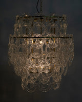Quebec Metal and Glass Chandelier With Brass Finish-Chandeliers-Noir-LOOMLAN