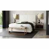 Queen Bed 54" Headboard in Light Cream Velvet Beds LOOMLAN By Diamond Sofa