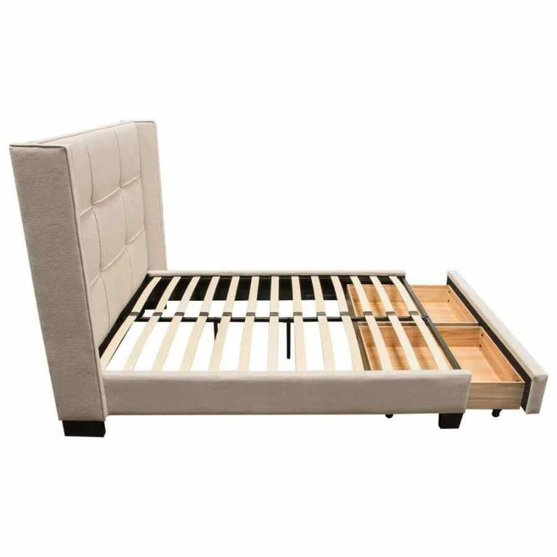 Queen Bed Frame With Storage in Sand Fabric Beds LOOMLAN By Diamond Sofa
