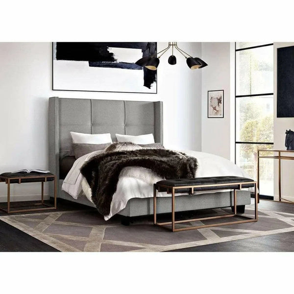 Queen Bed Frame with Storage Grey Fabric Beds LOOMLAN By Diamond Sofa