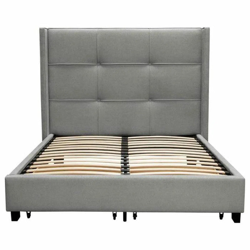 Queen Bed Frame with Storage Grey Fabric Beds LOOMLAN By Diamond Sofa