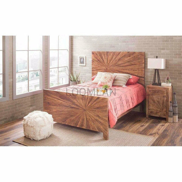 Queen Bed Reclaimed Mango Wood Tall Headboard Beds LOOMLAN By LOOMLAN