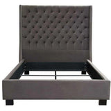 Queen Tufted Bed with Vintage Wing in Smoke Grey Velvet Beds LOOMLAN By Diamond Sofa