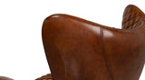 Quilted Vintage Havana Leather Wing Accent Chair-Accent Chairs-Sarreid-LOOMLAN