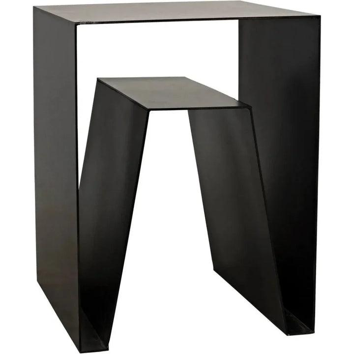 Quintin Black Steel Rectangle Side Table - LOOMLAN