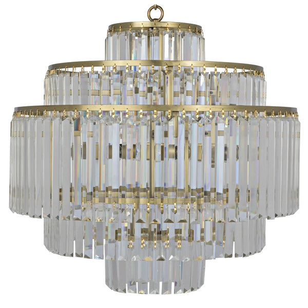 Quintus Metal and Glass Chandelier With Brass Finish-Chandeliers-Noir-LOOMLAN