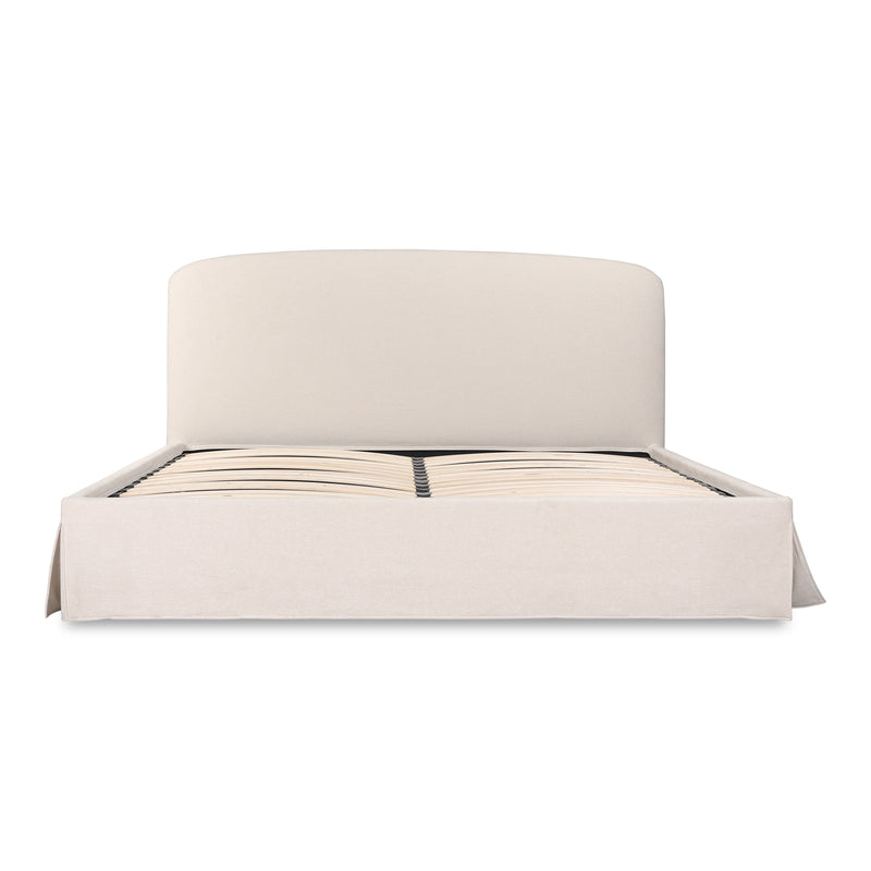 Joan Polyester and Solid Wood Ivory Queen Storage Bed