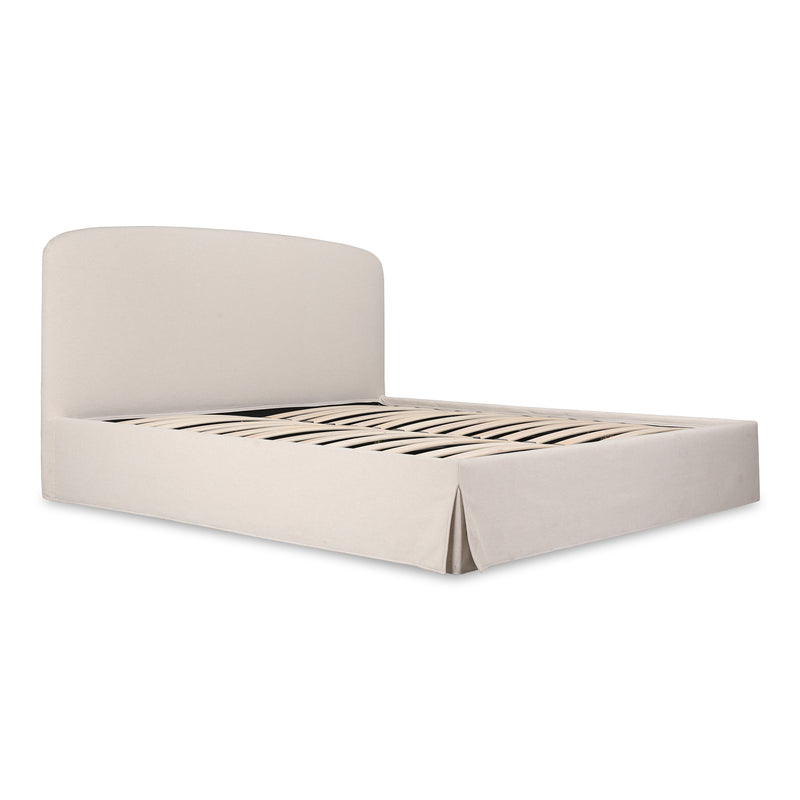 Joan Polyester and Solid Wood Ivory King Storage Bed