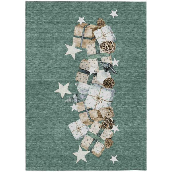Raeain Blue Washable Indoor-Outdoor Rug