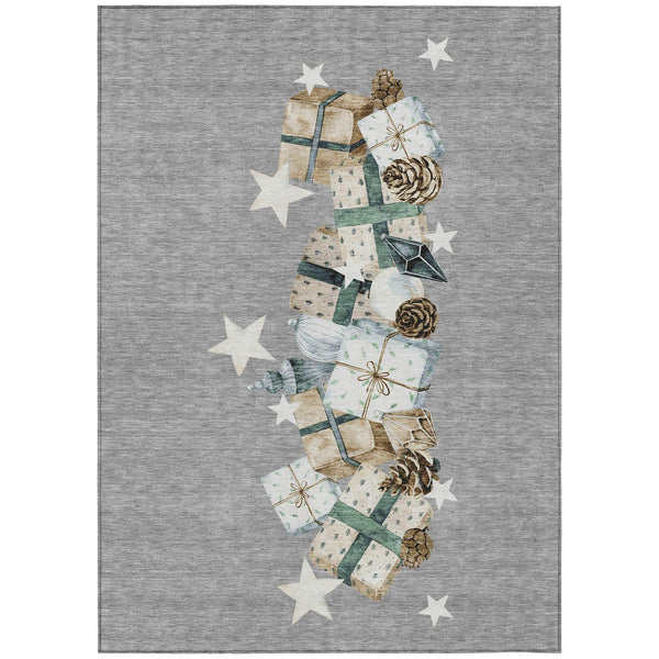 Raeain Gray Washable Indoor-Outdoor Rug