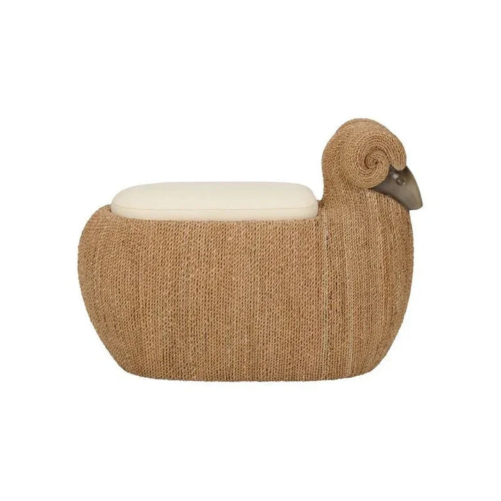 Ram Seagrass Frame Brown Stool - LOOMLAN - Chelsea House - Poufs and Stools
