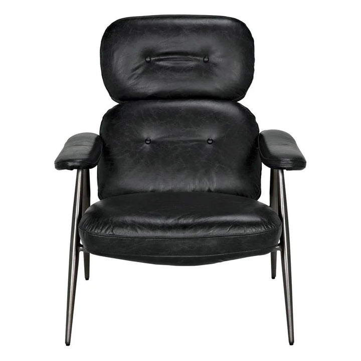 Randers Black Leather Arm Chair - LOOMLAN - Noir - Club Chairs