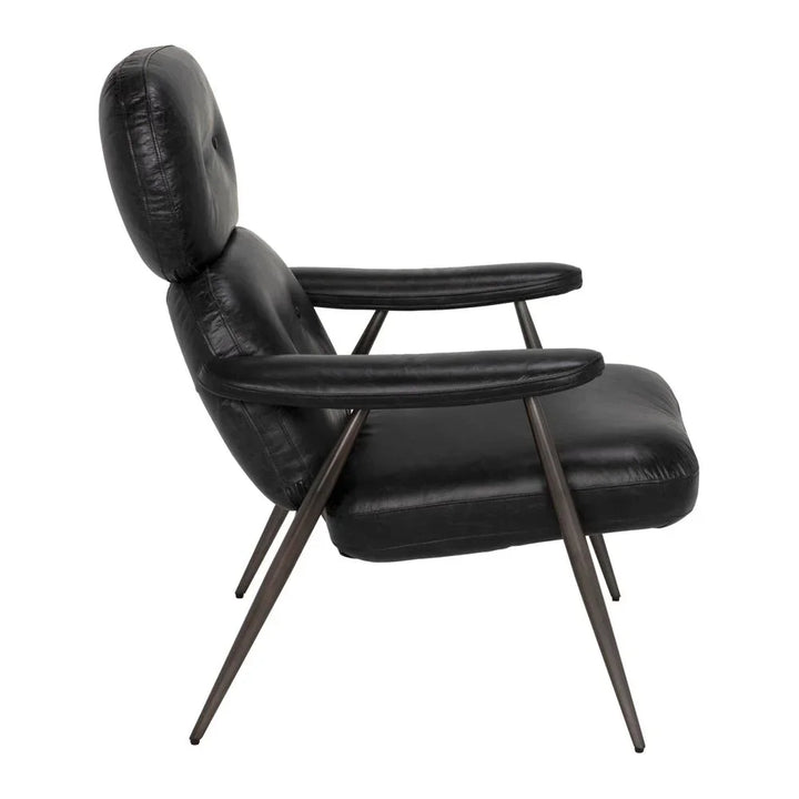 Randers Black Leather Arm Chair - LOOMLAN - Noir - Club Chairs