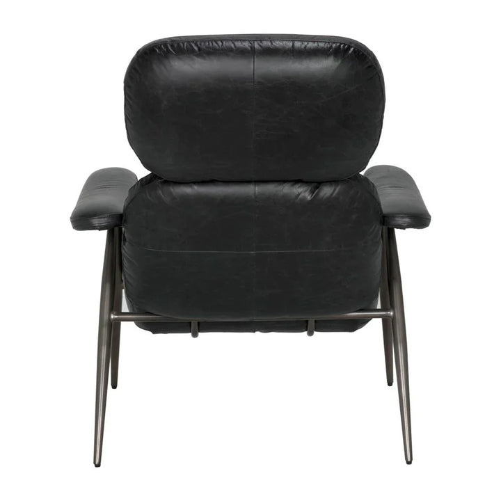 Randers Black Leather Arm Chair - LOOMLAN - Noir - Club Chairs