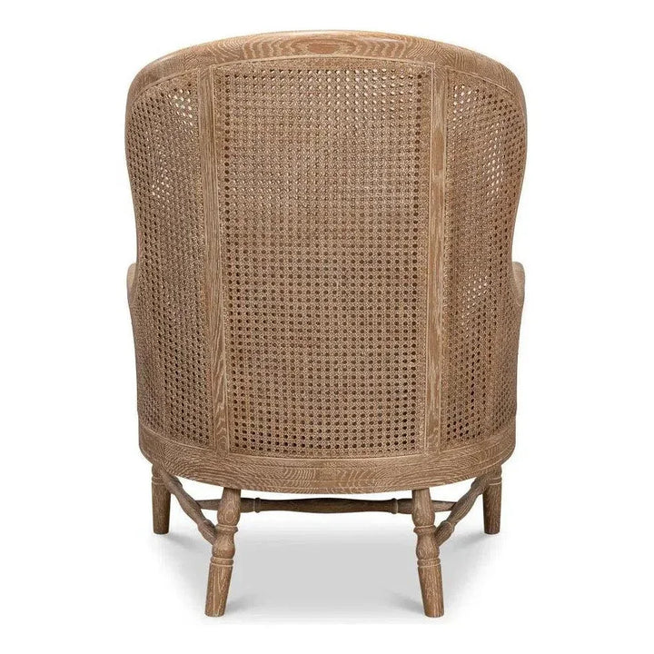 Randolph Wing Accent Chair Cane & Wood Frame - LOOMLAN - Sarreid - Accent Chairs