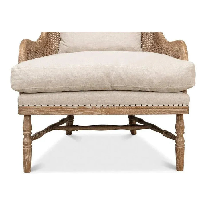Randolph Wing Accent Chair Cane & Wood Frame - LOOMLAN - Sarreid - Accent Chairs