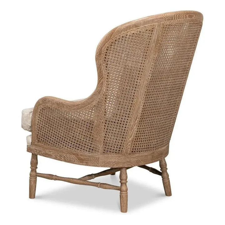 Randolph Wing Accent Chair Cane & Wood Frame - LOOMLAN - Sarreid - Accent Chairs