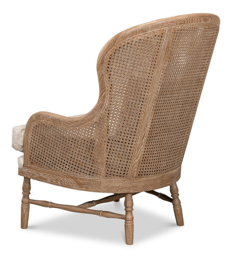 Randolph Wing Accent Chair Cane and Wood Frame-Accent Chairs-Sarreid-LOOMLAN