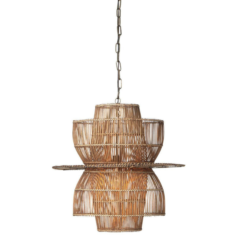 Rattan Bamboo and Iron Over Island Beach House Pendant Pendants LOOMLAN By Jamie Young