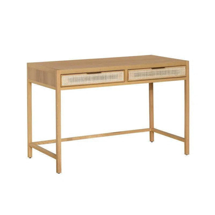 Rattan Writing Desk with Drawers 47 Inch | LOOMLAN
