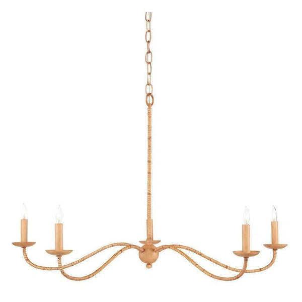 Rattan Natural Rattan Saxon Rattan Small Chandelier - LOOMLAN - Currey & Co - Chandeliers