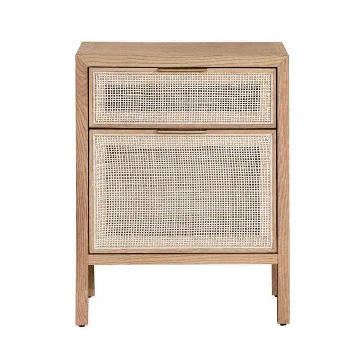 Rattan Two Drawer Accent Cabinet - Natural Tone Wood - LOOMLAN