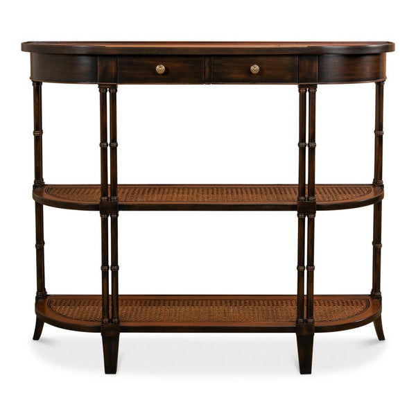 Rattan Winston Console Table With Drawers and Shelves-Console Tables-Sarreid-LOOMLAN