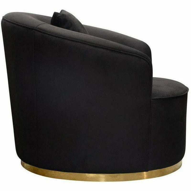 Raven Black Velvet Barrel Chair Gold Trim Club Chairs LOOMLAN By Diamond Sofa