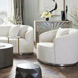 Raven Ivory Cream Barrel Chair Silver