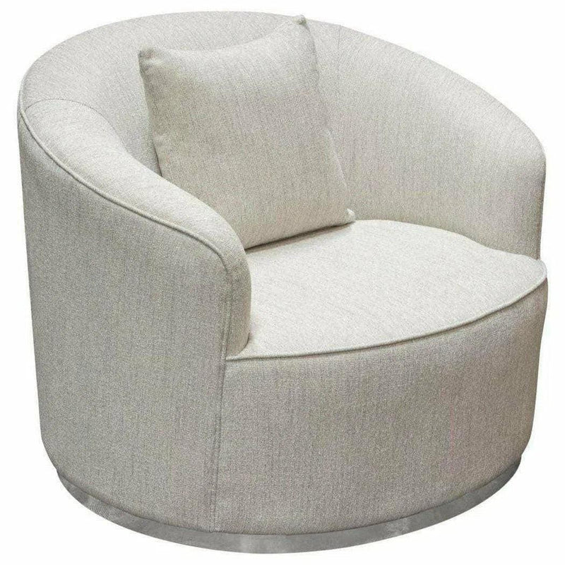 Raven Ivory Cream Barrel Chair Silver