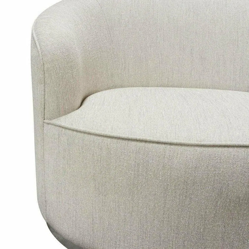 Raven Ivory Cream Fabric Barrel Chair Silver Trim Club Chairs LOOMLAN By Diamond Sofa