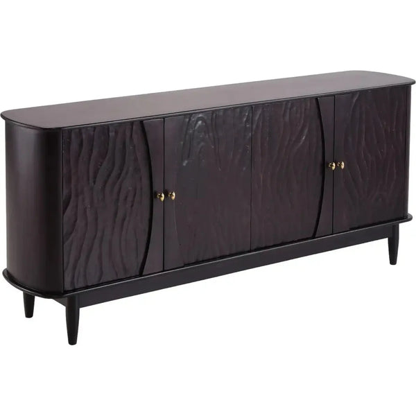 Ravina Sleek Black Wood 4 Door Sideboard-Sideboards-LOOMLAN-LOOMLAN