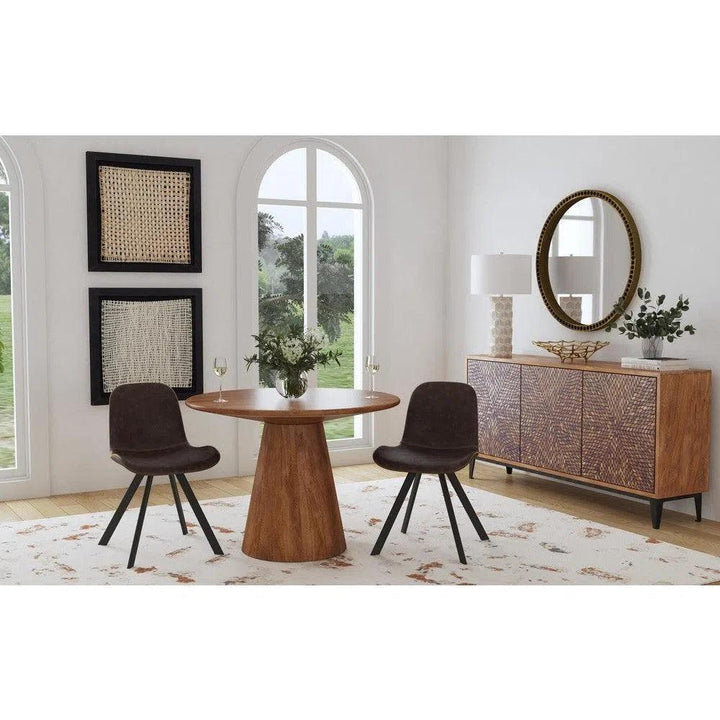 Raynor Round Table Raynor Wood & Resin Brown Round Dining Table - LOOMLAN
