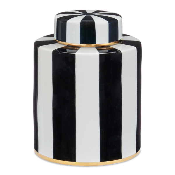 Rayures Small Tea Canister-Vases & Jars-Currey & Co-LOOMLAN