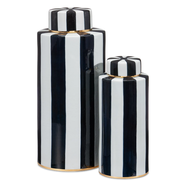 Rayures Tea Canister Set of 2-Vases & Jars-Currey & Co-LOOMLAN