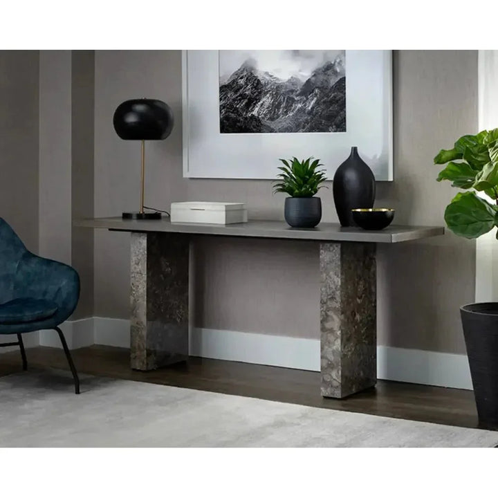 Rebel Wood Topped Rectangular Console Table - LOOMLAN - SUNPAN - Console Tables