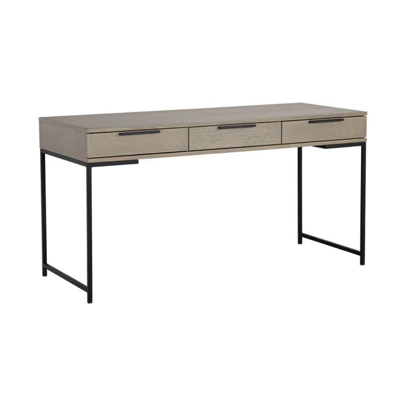 Rebel Wooden Iron Desk-Home Office Desks-SUNPAN-Black - Taupe-LOOMLAN