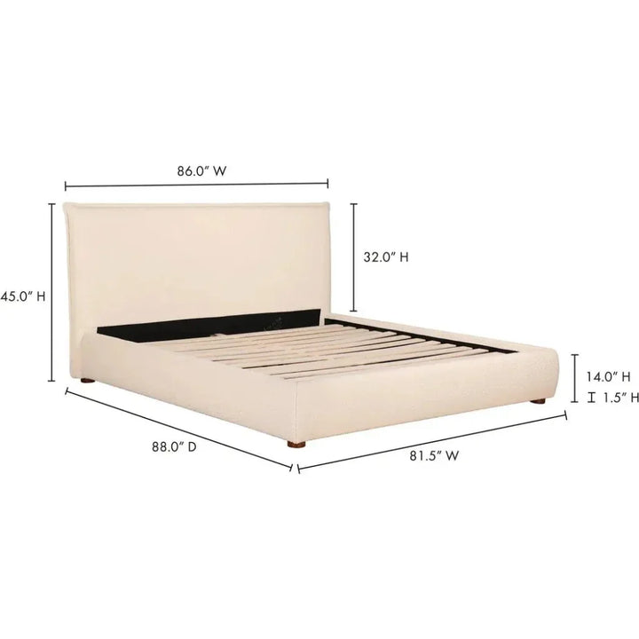 Recharge Boucle Cream Bed - LOOMLAN - Moe's Home - Beds