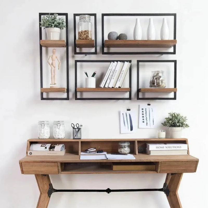 Reclaimed Teak Wall Shelf Brown Type E Mix & Match-Wall Shelves & Ledgers-LH Imports-LOOMLAN