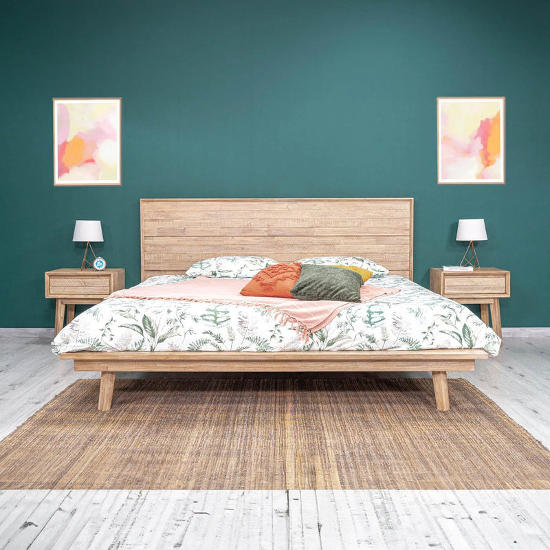 Reclaimed Wood Frame Platform Queen Size Bed Gia Collection-Beds-LH Imports-LOOMLAN