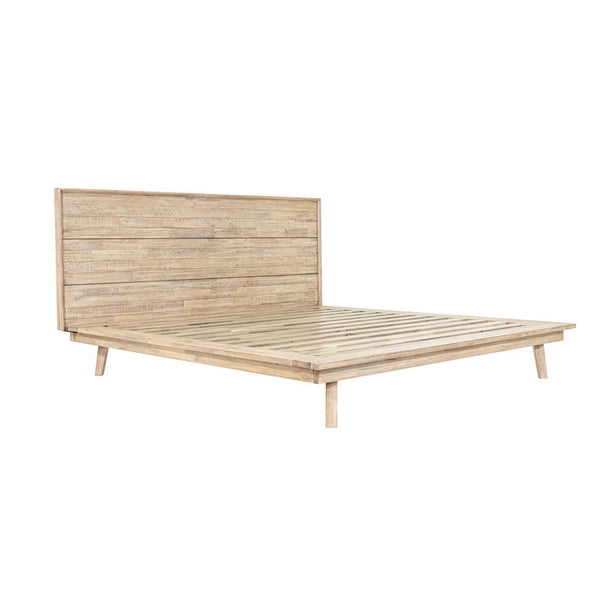 Reclaimed Wood Frame Platform Queen Size Bed Gia Collection-Beds-LH Imports-LOOMLAN