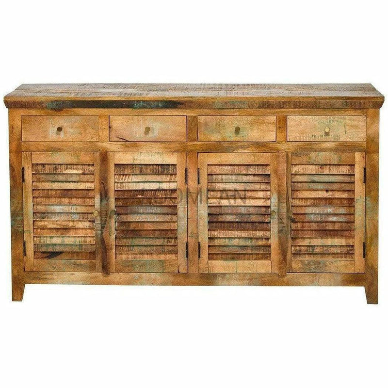 Reclaimed Wood Shutter 4 Drawers Cabinet