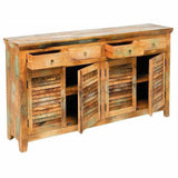 Reclaimed Wood Shutter 4 Drawers Cabinet