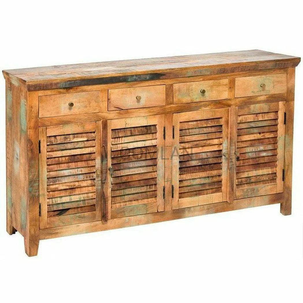 Reclaimed Wood Shutter 4 Drawers Cabinet