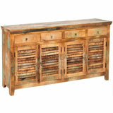 Reclaimed Wood Shutter 4 Drawers Cabinet