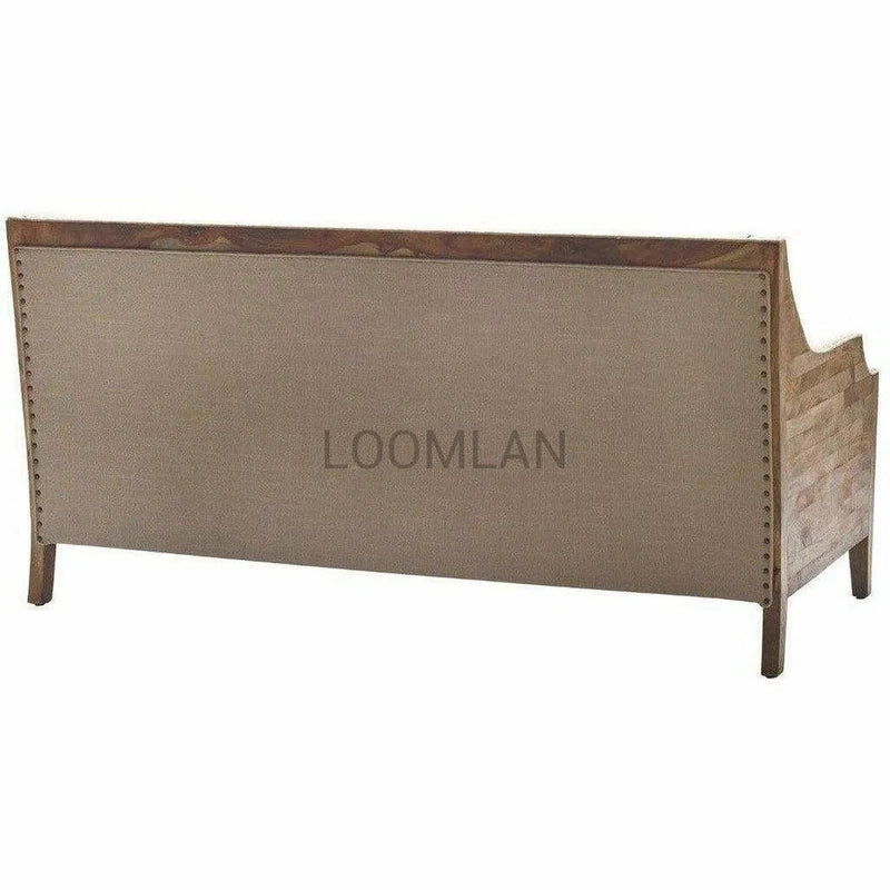 Reclaimed Wood Tufted Back Nail Trim Accent Sofa Couch Sofas & Loveseats LOOMLAN By LOOMLAN