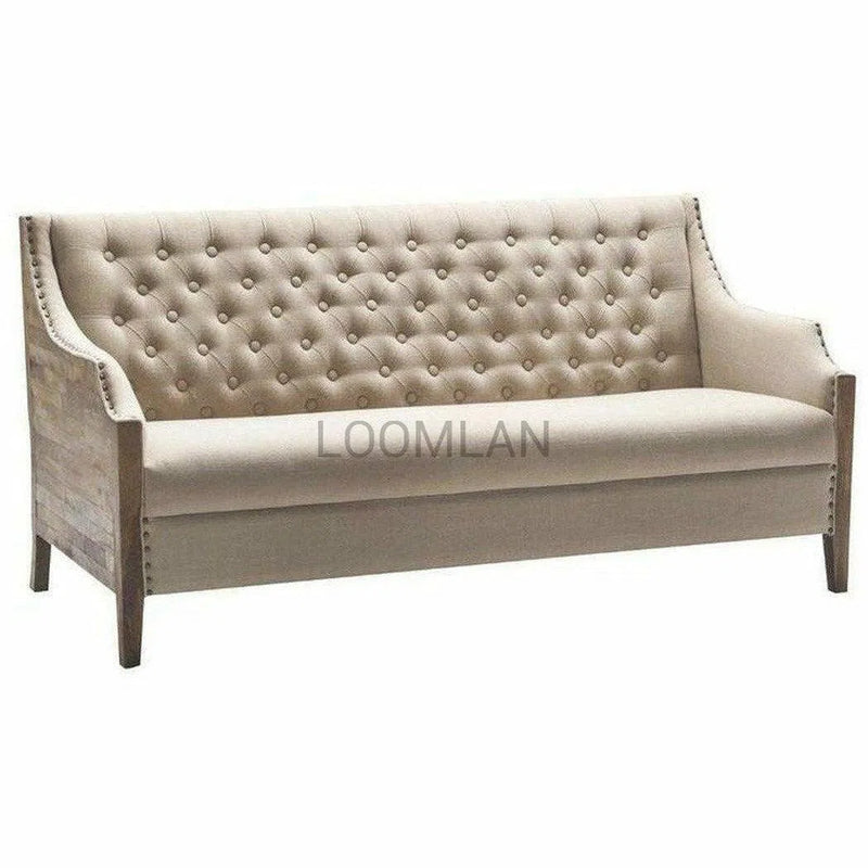 Reclaimed Wood Tufted Back Nail Trim Accent Sofa Couch Sofas & Loveseats LOOMLAN By LOOMLAN